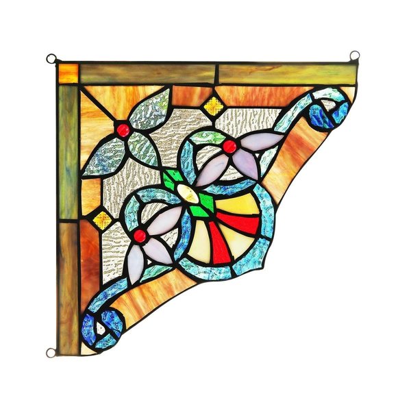 Lightning Anelisa Victorian Tiffany-Glass Window Panel 10 in. CH3P381BV10-CGP